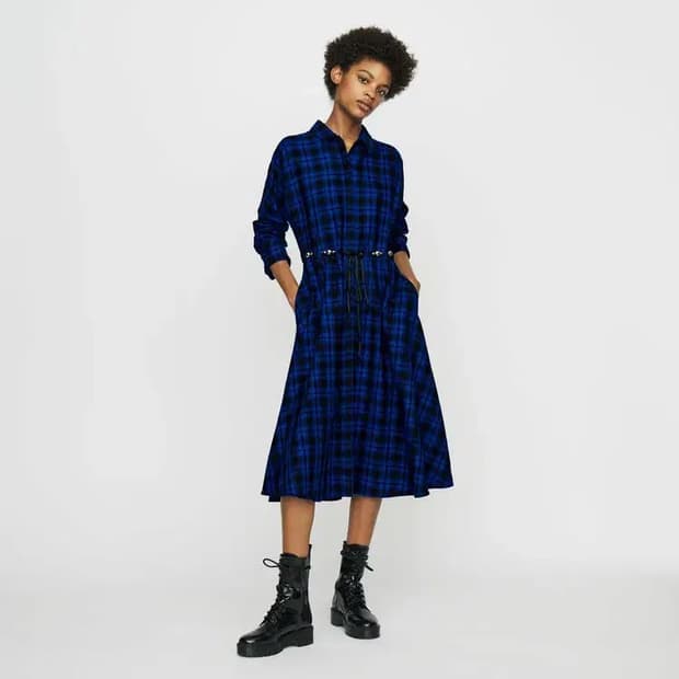 마쥬 maje REBEL 체크 셔츠형 롱 원피스 2사이즈 정가 225유로