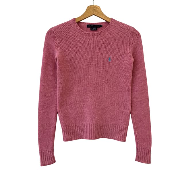 폴로 메리노 울 딸기우유 니트 XS
