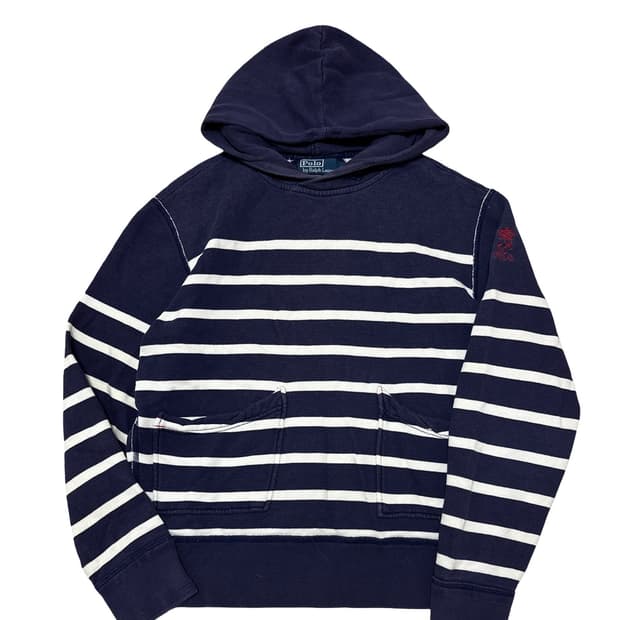 폴로 랄프로렌 스트라이프 네이비 후드티