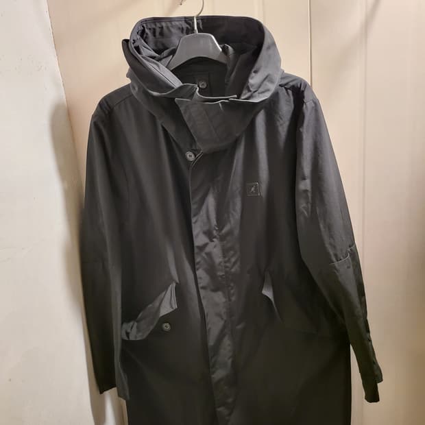 캉골 블랙 후드 야상 코트