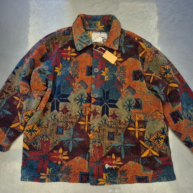 90s SHUVIT 네이티브 패턴 플리스 자켓