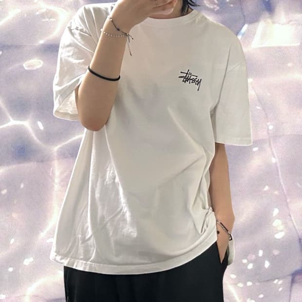 스투시 베이직 반팔 티셔츠 화이트 L