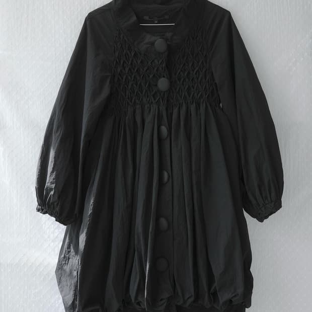 Balloon waffle Shirring dress
