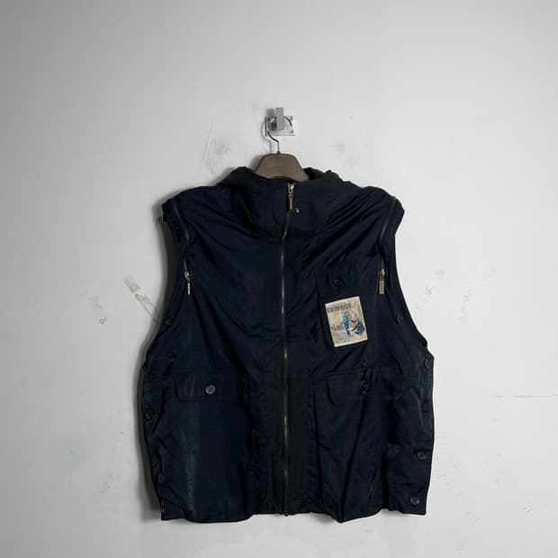 90s 빈티지 지퍼 탈부착 후드 테크니컬 베스트