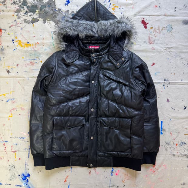 Fw07 슈프림 레더 다운 자켓