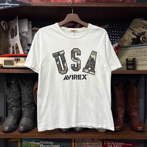 아비렉스 카모플라주 USA 레터링 베이직 반팔 티셔츠 N2076