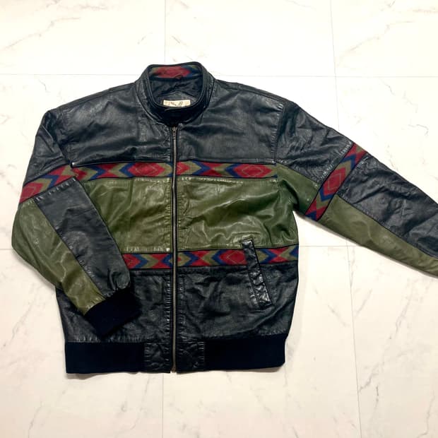 90s 아들러 나바호 리얼 레더 봄버 가죽 자켓 105-110