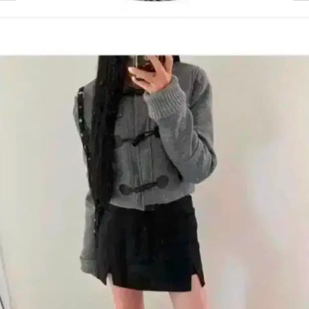 크롭 떡볶이 숏더플코트 자켓 그레이 안감 누빔 지그재그 비엔프롬