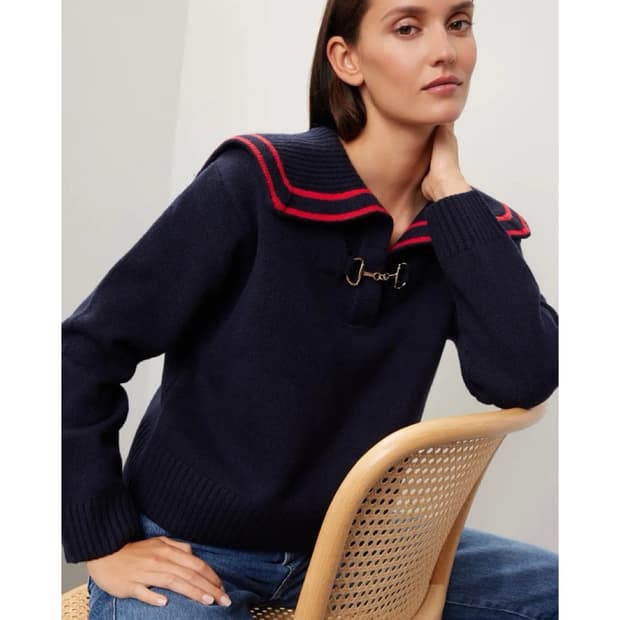 산드로 23 세일러 카라 홀스빗 니트 스웨터