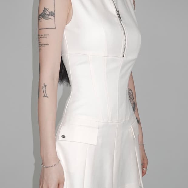 페일제이드 지퍼라인 원피스 S 화이트