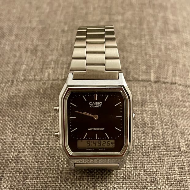 CASIO 카시오 아나디지 AQ-230/실버 블랙 