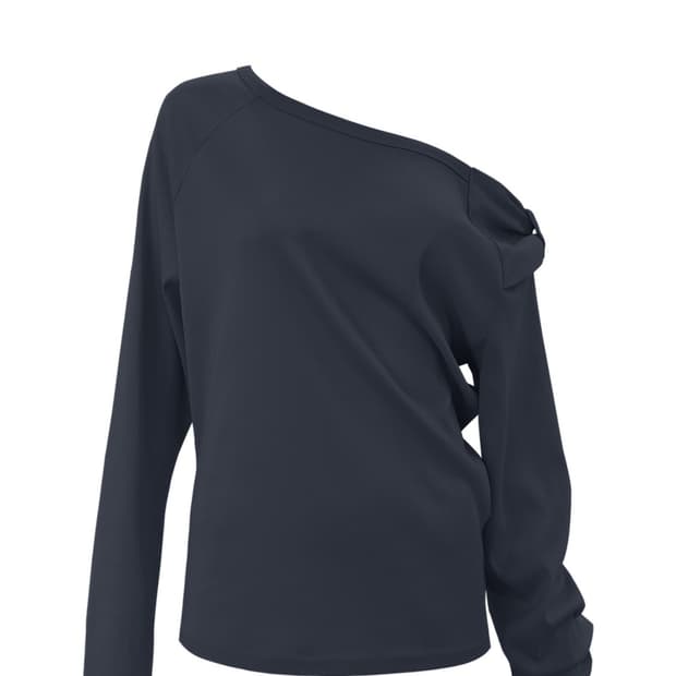 체메씨 보우 원숄더 롱슬리브 네이비