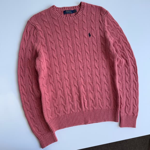 Polo 폴로 랄프로렌 신형 피그먼트 핑크 케이블 니트