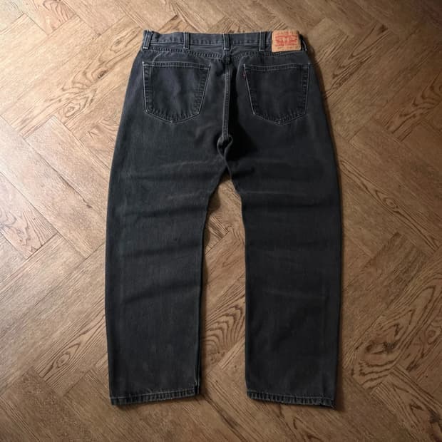 [38]리바이스 505 레귤러 스트레이트핏 흑청 데님 팬츠