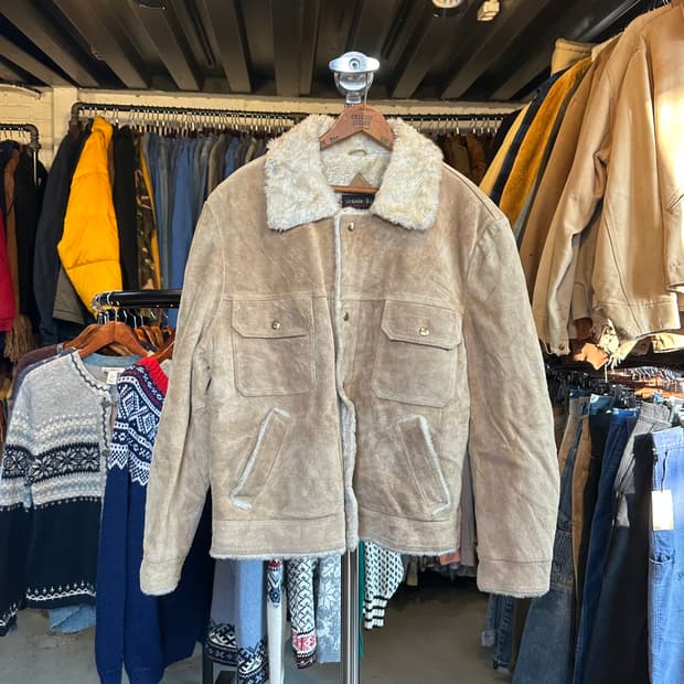 80-90s Grande Bay 헤비 리얼 레더 스웨이드 자켓