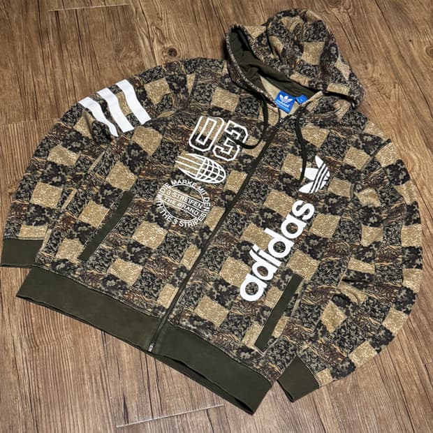 [2XL] 아디다스 카모 크랙 후드티집업