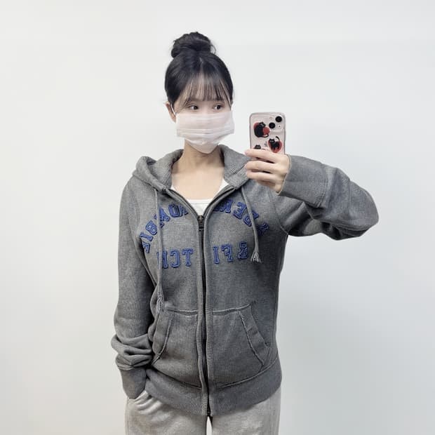 아베크롬비 아치 로고 후드집업 그레이