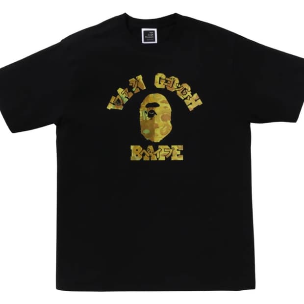XL) 베이프 x 반 고흐 뮤지엄 컬리지 티셔츠 블랙 옐로우