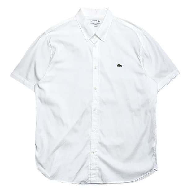 LACOSTE 옥스포드 반팔 셔츠 화이트 M/L