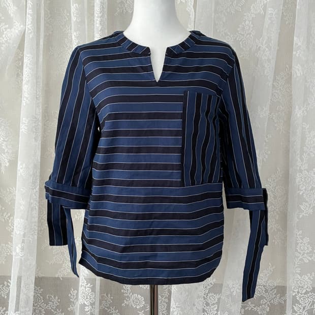 1) 마쥬 maje 스트라이프 린넨 블라우스 블루