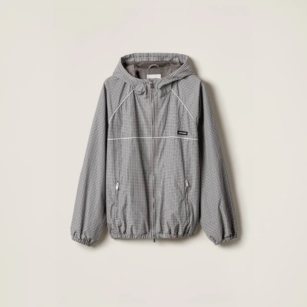 (새제품) 미우미우 miu miu 체크 테크니컬 패브릭 봄버 재킷 48