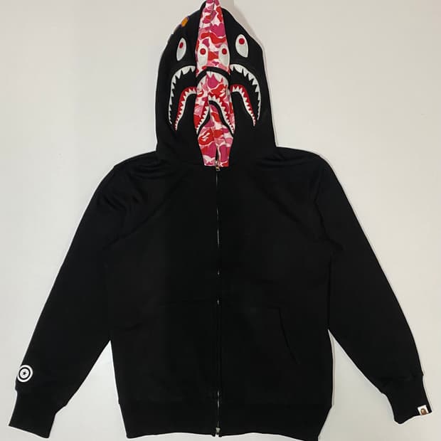 베이프 블랙 샤크 후드집업 핑크카모