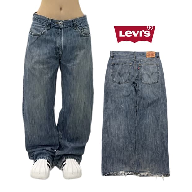 리바이스 569 새깅 워싱 와이드 스케이터 데님팬츠