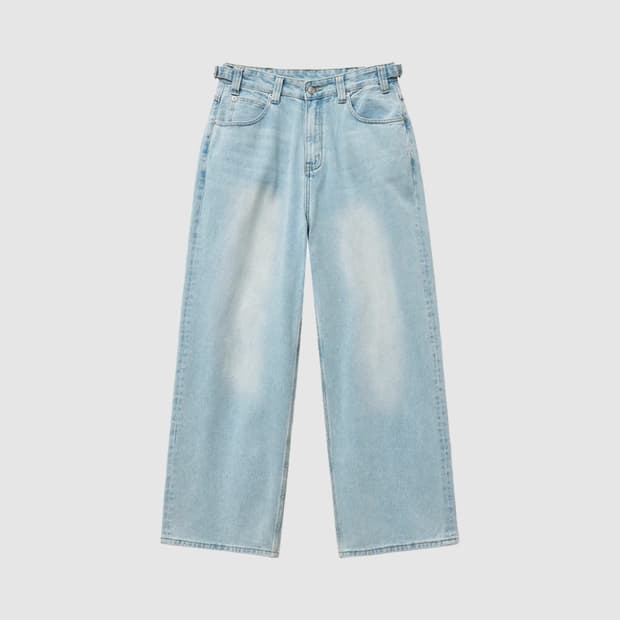 노운 와이드 데님 팬츠 라이트 블루