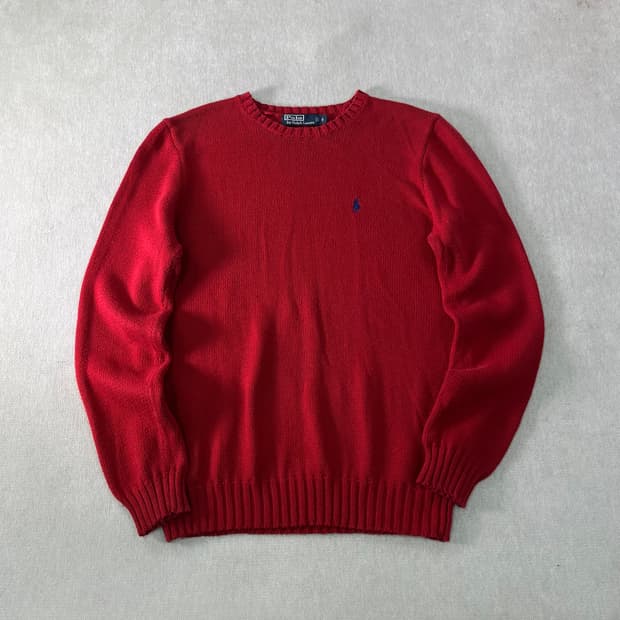 100 폴로랄프로렌 레드 코튼 니트