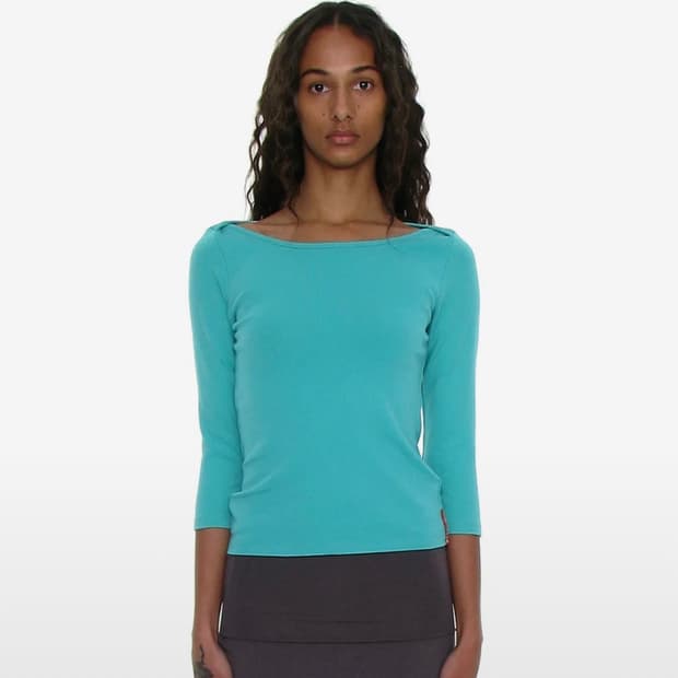 파르티멘토우먼 보트넥 7부 티셔츠 에메랄드 민트