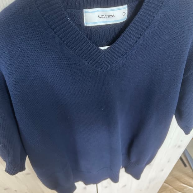 웨이비니스 브이넥 반팔니트 (Navy)