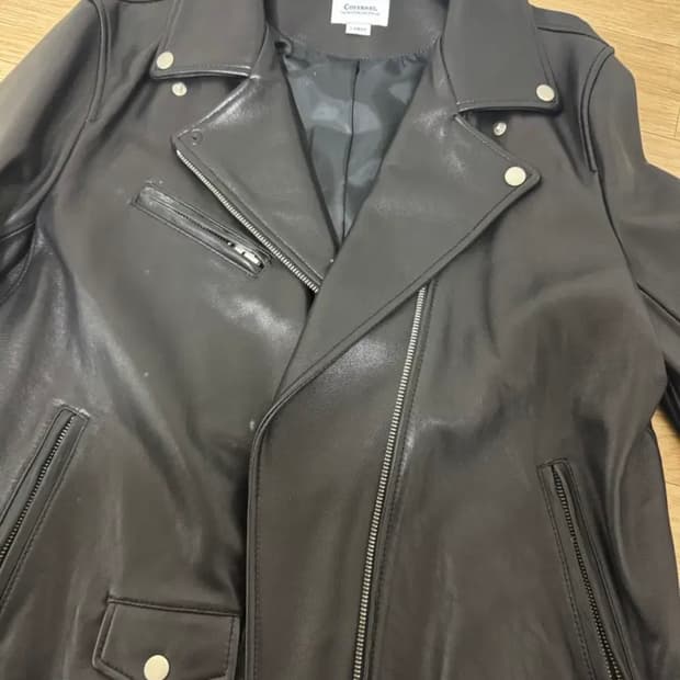 커버낫 블랙 양가죽 램스킨 라이더 자켓 L leather