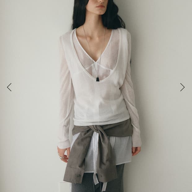 로우타이드 쉬어 레이어드 드레스 (화이트)/ SHEER LAYERED D