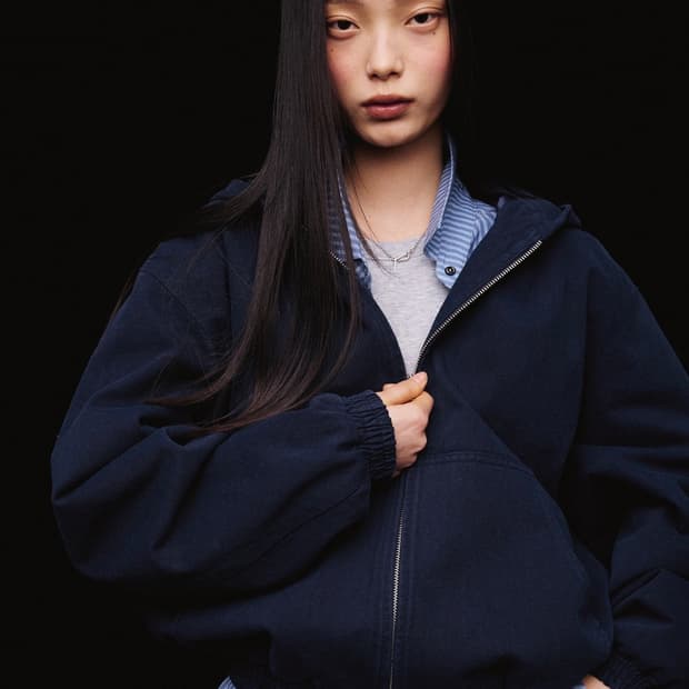 리본빛 허그 후디 자켓 네이비 새상품