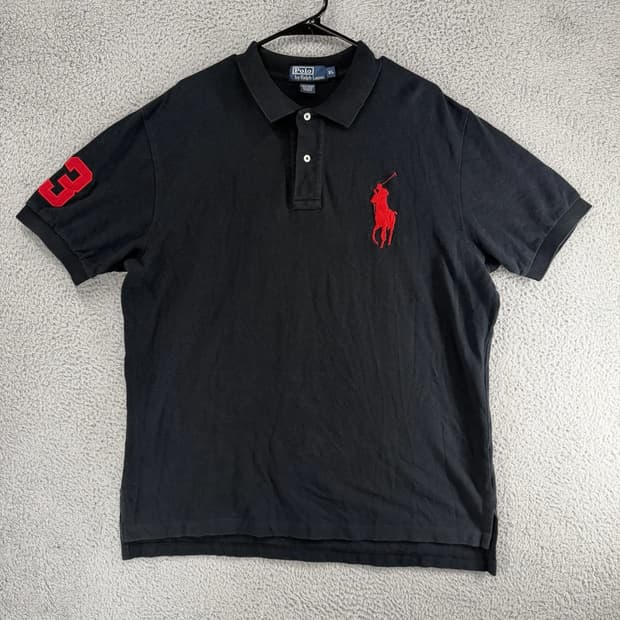 폴로 랄프로렌 빅포니 반팔 카라티 블랙 레드