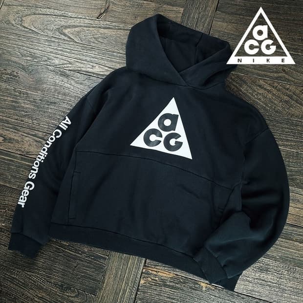 [나이키 ACG] 빅로고 프린팅 오버핏 후드티 블랙 M20100