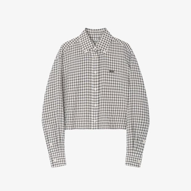 그로브 CHECK BILYN SHIRT 블랙 체크 크롭 셔츠