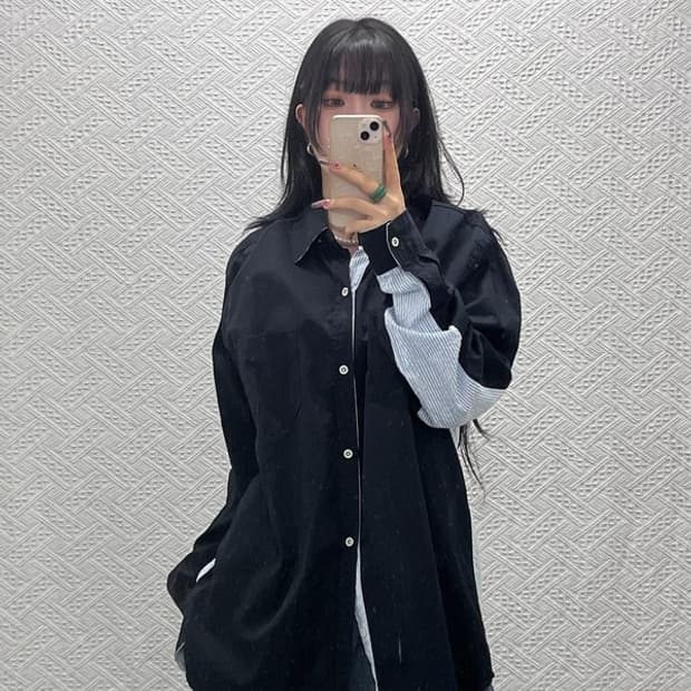 네스티킥 빈티지 모던 캐주얼 언발 스트라이프 셔츠 XL C11690
