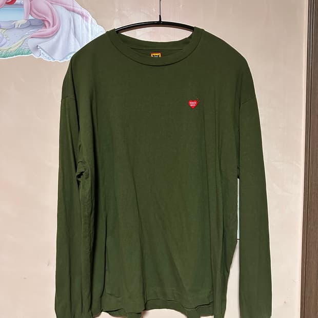 XL) 휴먼 메이드 그래픽 롱슬리브 티셔츠 #1 올리브 드랩