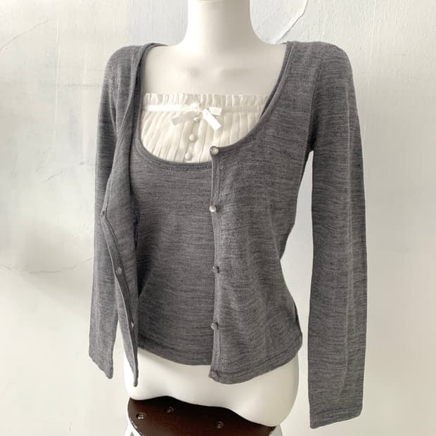 Lovley Grey Cardigan & Blouse Set