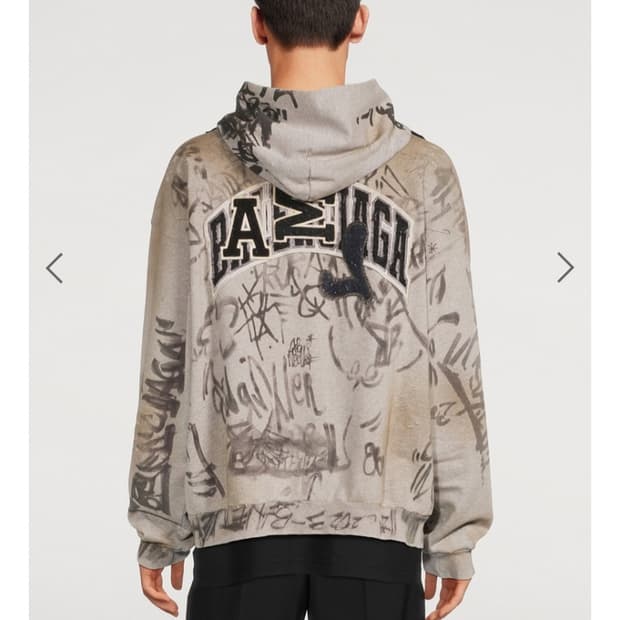 발렌시아가 스케이터 머드쇼 후드 집업 티셔츠 머드 낙서 후디 티 긴팔