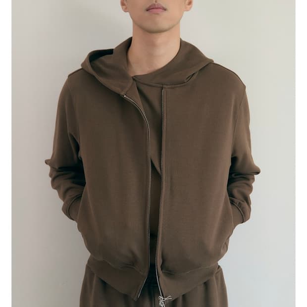 Llud warp hooded zip up olive M