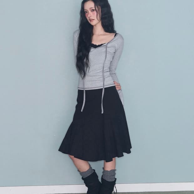 미레코 리본 그레이 긴팔