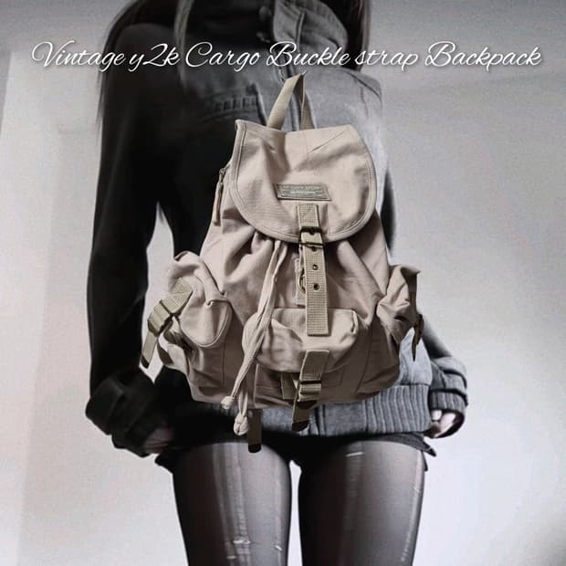 Vintage y2k Cargo Buckle strap Backpack