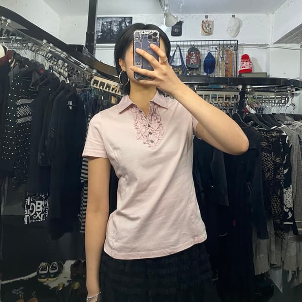 Burberry 프릴 프레피 반팔티셔츠