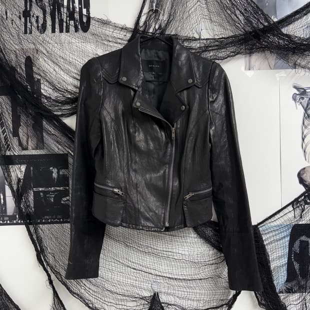 Stud detailed leather jacket