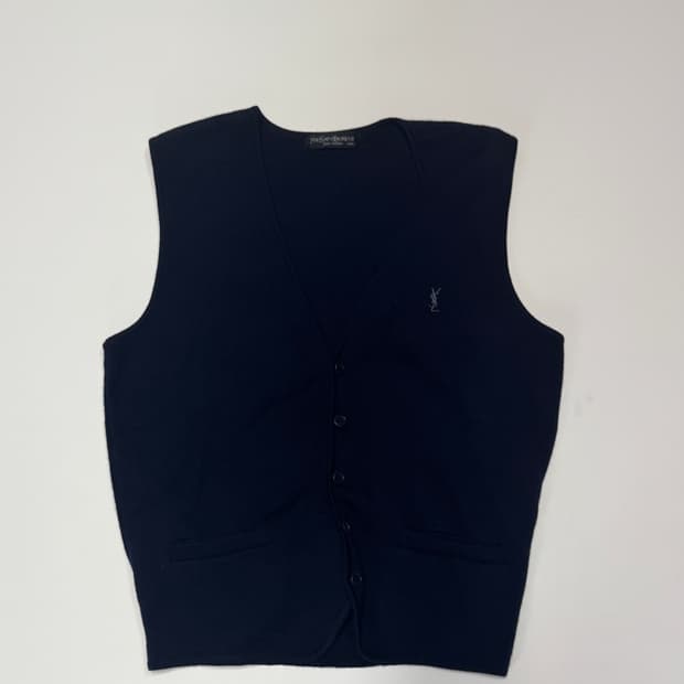 정품!! 여성 입생로랑 YSL 울 버튼 니트 베스트 L