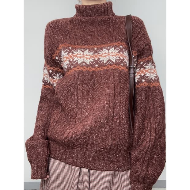 빈티지 노르딕 울 니트 스웨터