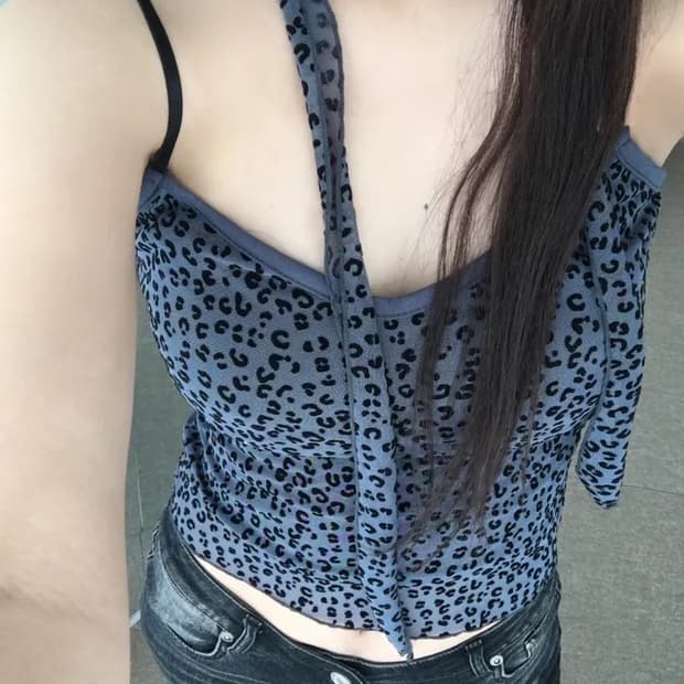 레오파드 슬리브리스 스카프 세트 나시 호피 갸루 y2k