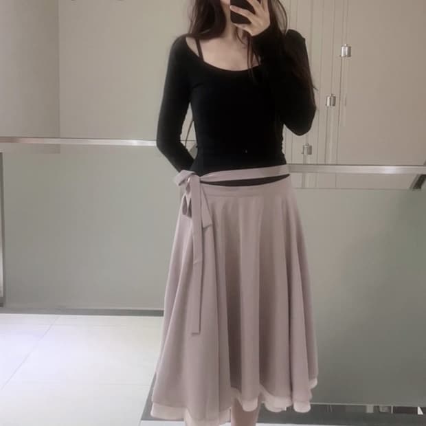 보떼나뛰렐 beaute naturelle 쉬폰 스커트 그레이